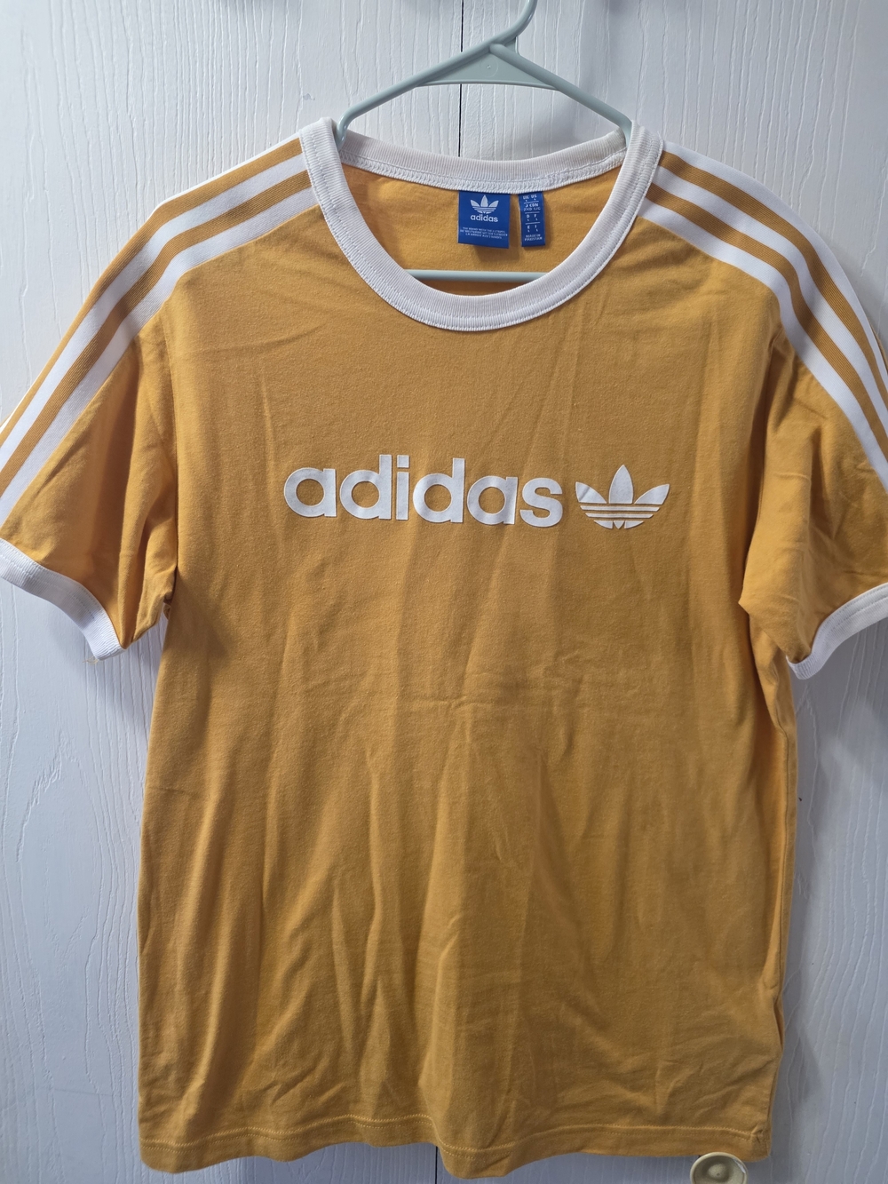 Adidas Originals Ringer Linear Trefoil T-Shirt Yellow Gold [SIZE L]
